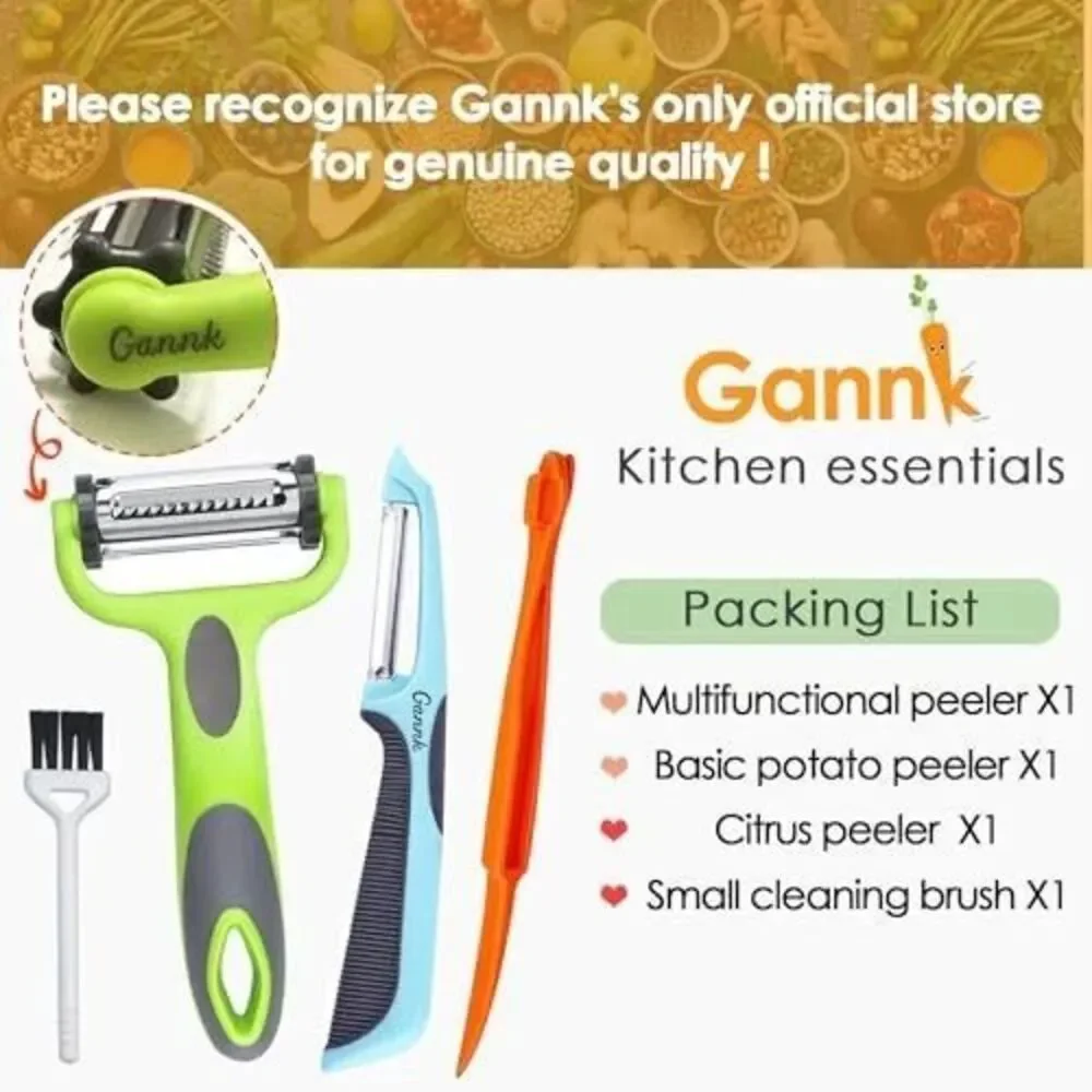 Potato Apple Vegetable Peelers for Kitchen, 3 in 1 Blade Spin & I and Y Peelers